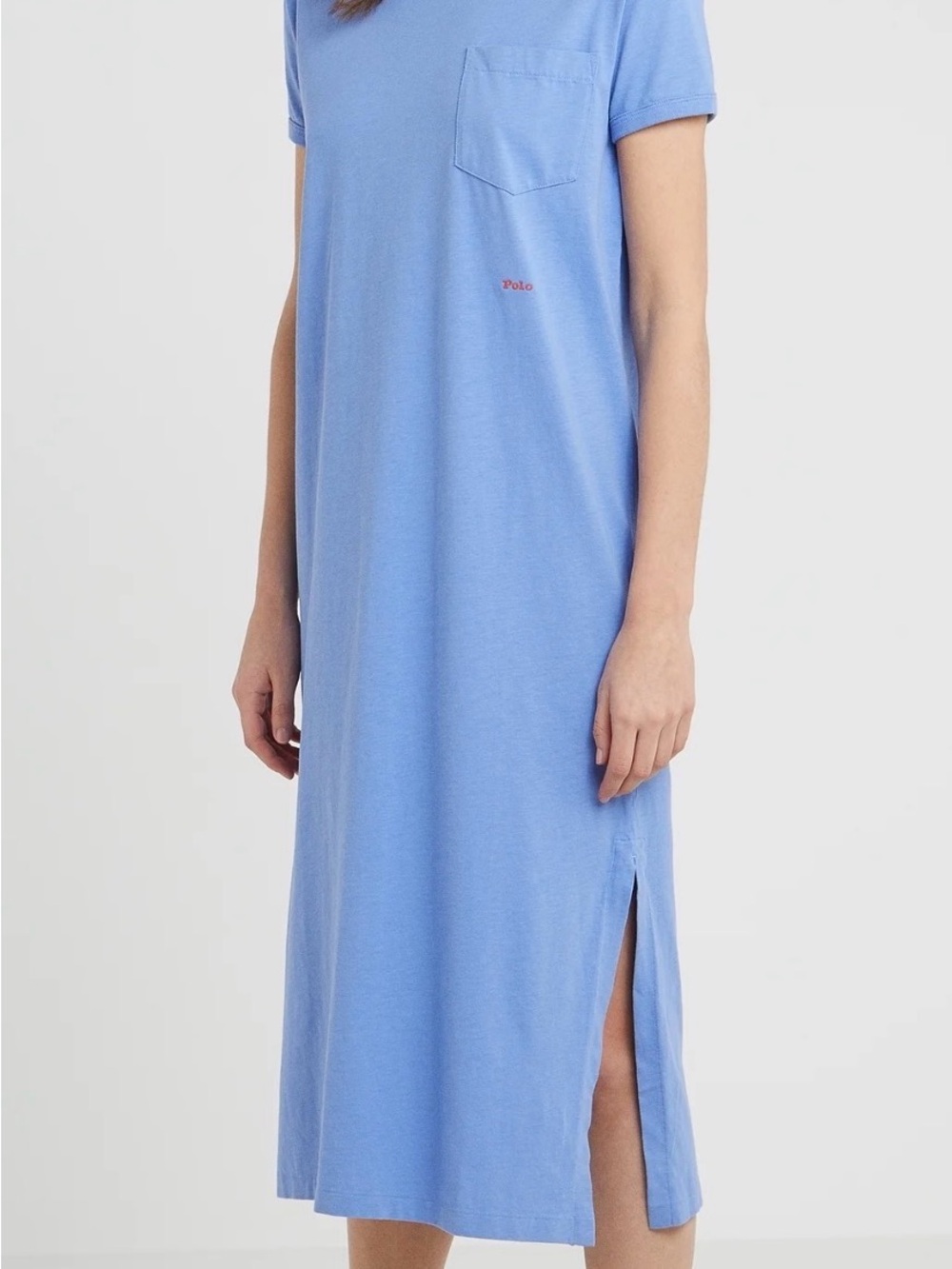 Polo Light Periwinkle Blue Short Sleeve Midi t-shirt Dress